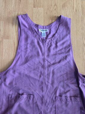 Bagatelle Mauve Jumper Dress L Pinafore Utility Pockets Button Side